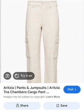 Aritzia Wide-Leg Cargo Pants in Cream NWT